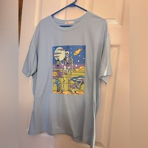 Light Blue Graphic Tee w/ Skeleton Design